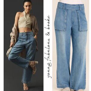 YFB Young Fabulous & Broke Wide Leg Blue Jeans Sadie Pull Up Pants